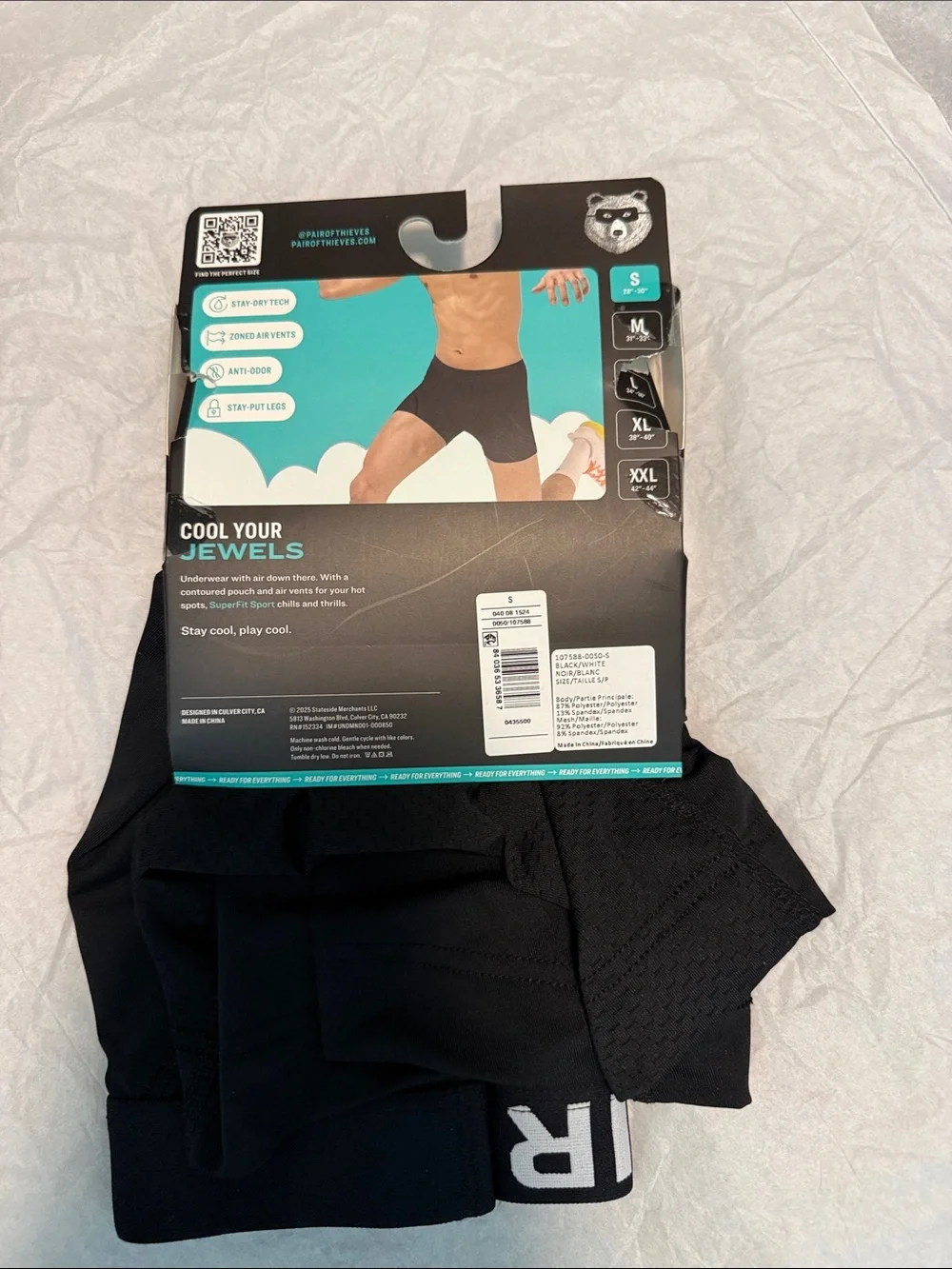 Pair of Thieves SuperFit Sport Black Boxer Brief S